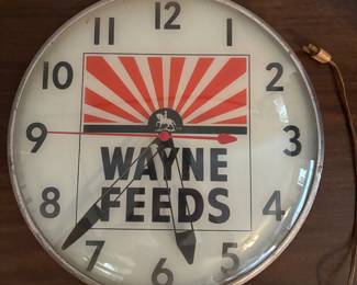 Wayne Feeds Advertising Clock by PAM Clock Company, New York, USA