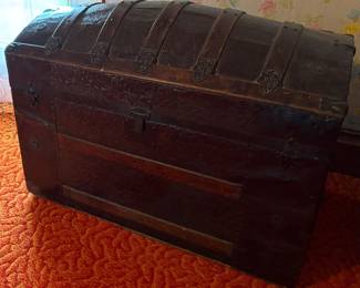 Antique Humpback Steamer Trunk