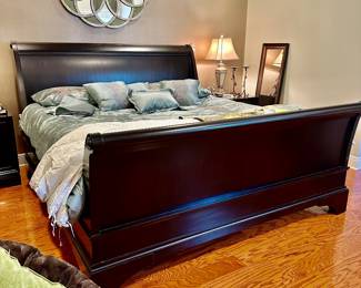 Restoration Hardware “Portman” King Sleigh Bed includes Like new Temperpedic mattress set