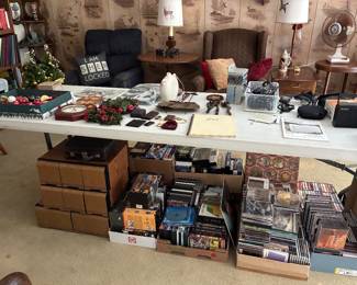 CDs, DVDs, cassettes, 8 tracks