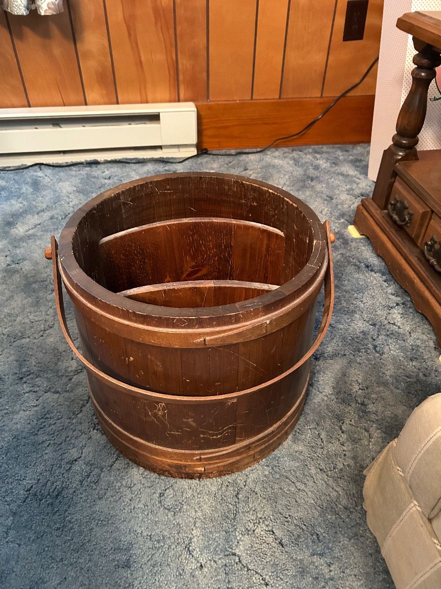 Antique flour n sugar barrel.