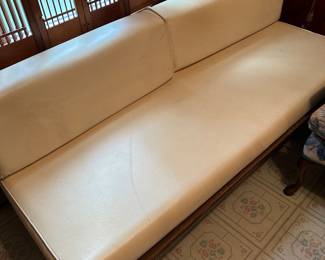 Vintage 1960’s leatherette couch with wood frame. All original materials