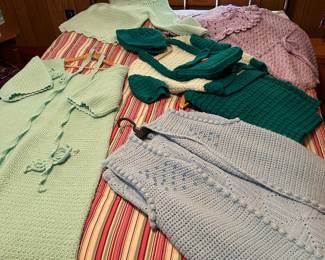 Hand made crochet two piece and dresses, size 14