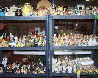Figurines including people, dogs, birds, etc...