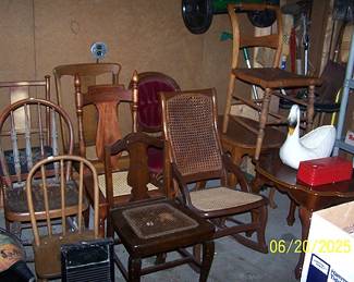 Assorted old chairs and rockers