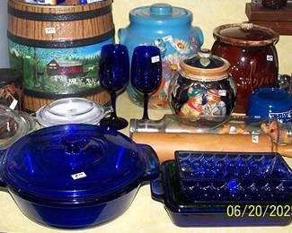 Cookie jars, cobalt cookware