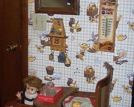 Collapsible cane back and bottom high chair, doll and high chair