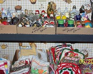 Salt and Pepper collection, towels, pot holders, etc...