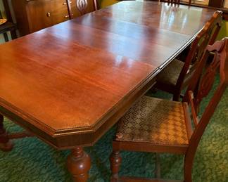 Walnut Dining Table Chairs & Leaves