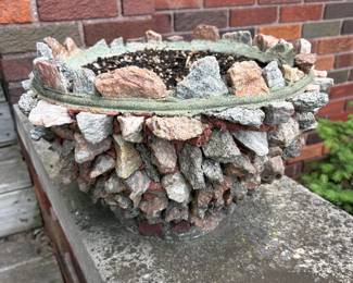 Set Of 2 Stones on Cement Planters