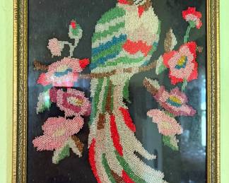 Antique Beaded Parrot Picture