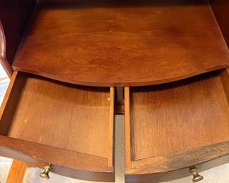 R20 - $75. The Bombay Company Queen Anne Telephone Table. Measures 19" wide x 13" deep x 31.5" tall.