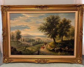 R13 - $225. Framed Original Painting. Signed T. Tenant. Measures 44.5" x 32.5" tall.