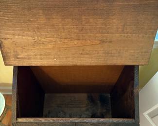 R34 - $30. Dirty Duds Wooden Laundry Hamper. Measures 22.5" x 13" x 27" tall.