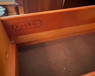 R59 - $250. Kling Lighted China Cabinet. Excellent Condition. Measures 62" wide x 18" deep x 78" tall. Moves in 2 pieces (Base is 30.5")