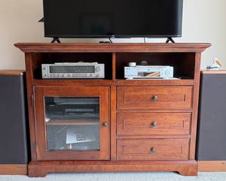 R1 - $50. Media Cabinet. Very good condition. Measures 48" x 18" x 35.5" tall.