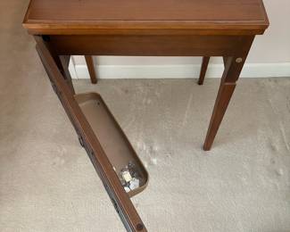 R2 - $30. Empty Wooden Sewing Machine Cabinet. Measures 25" x 18" x 31" tall. Very good vintage condition.