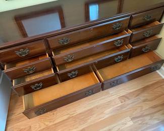 R31 - $450. Harden Furniture Solid Cherry 11 Drawer Dresser. Measures 66.5" wide x 21" deep x 34" tall. All drawers slide easily. Excellent condition!