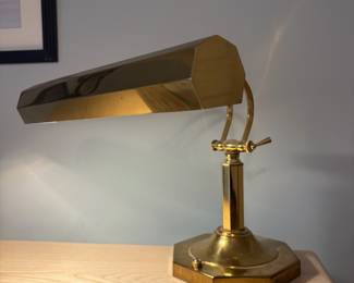 R10 - $20. Dynasty Classics Brass Piano Lamp. Measures 13" wide x 12" tall.