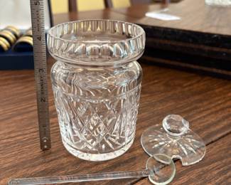 R64 - $25. Waterford Crystal Honey Jar. Lisbon Pattern.