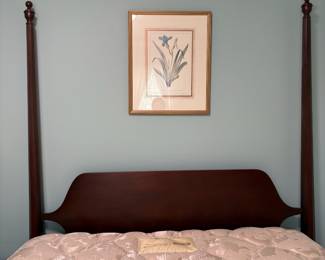 R19 - $450. Craftique Full Size 4 Poster Bed. Measures 48" wide x 81.5" deep x 79" tall. Very minor wear on the headboard all other parts are in excellent condition. The mattress is *very* high as is - currently 33" off the floor (you could replace the box spring with a bunkie board to lower it). Clean mattress & box spring included if you want them!