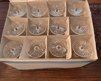 R116 - $100. Set of 12 Royal Doulton Crystal Glasses. Measures 8" tall. They all look brand new.