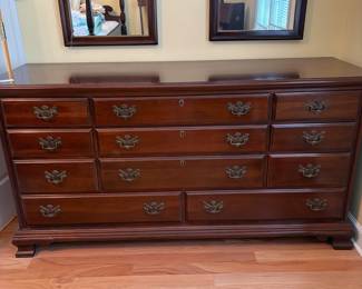 R31 - $450. Harden Furniture Solid Cherry 11 Drawer Dresser. Measures 66.5" wide x 21" deep x 34" tall. All drawers slide easily. Excellent condition!