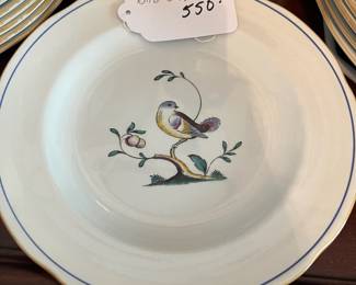 $550. Spode Queen's Bird. 57 Pieces. R36 - $550. Spode Queen's Bird. 57 Pieces. 6 Dinner Plates. 9 Luncheon Plates. 9 Saucers. 9 Tea Cups. 1 Medium Oval Serving Bowl 9" x 6.5". 1 sugar bowl & creamer set. 6 - 9" rimmed soup bowls. 8 - Small Bowls 6.25". 8 - Small Plates 6.25".