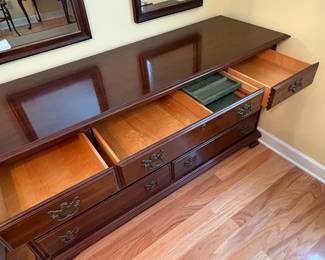 R31 - $450. Harden Furniture Solid Cherry 11 Drawer Dresser. Measures 66.5" wide x 21" deep x 34" tall. All drawers slide easily. Excellent condition!