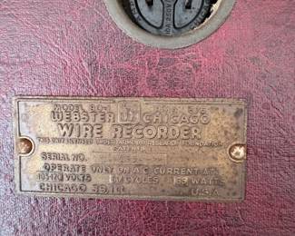 R88 - $100. Wilco Jeff Vintage Webster Chicago Wire Recorder. Powers On. Case is in decent shape.