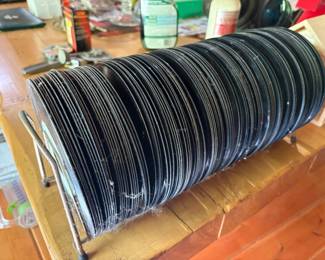 vintage wire rack with 45's from the late 60's early 70's, most have my name on them so when you took the to sleep overs you would get them back. mosty rock, Credence clearwater and the like