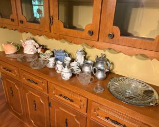 Cottage core Tea pots, some Figural, serving pieces