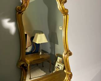 French Provincial rococo style gold wall mirror
