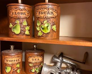 Treasure craft Apple canisters. old Grinders
