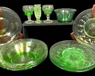 Green Glassware w Uranium Bowl
