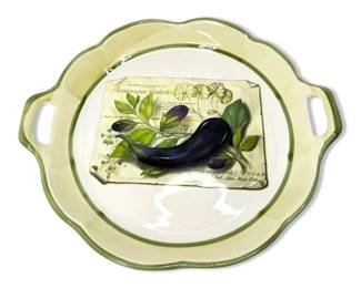 Zrike Painted Ceramic Eggplant Serving Tray