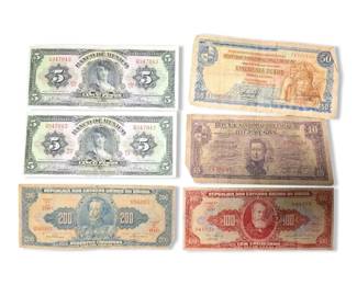 Foreign Paper Currency Brazil, Uruguay Mexico