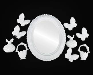 White Hobnail Burwood Mirror, Butterflies More