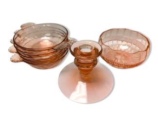 Pink Depression Glass Bowls Candle Stick