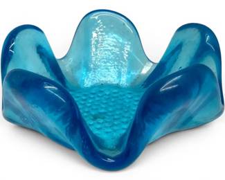 Blue HandBlown Glass Ashtray
