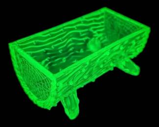 Northwood Uranium Glass Log Trough Sugar Dish