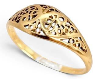 10k Gold Filigree Ring Size 8 1.29g