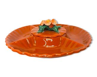 California Pottery Ceramic Floral Serving Tray