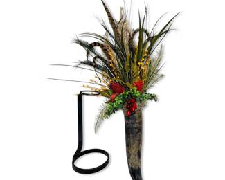 Bull Horn Flower Decor W Metal Base