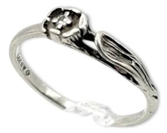 14k White Gold Flower Ring Size 7 1.61g