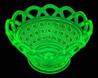 Uranium Imperial Depression Glass Laced Edge Sugar Cane Bowl