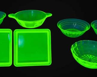 Uranium Glass Dishes Bowls