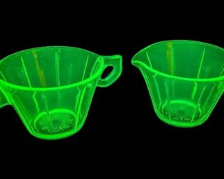 Uranium Glass Daisy Sugar Cream Bowls