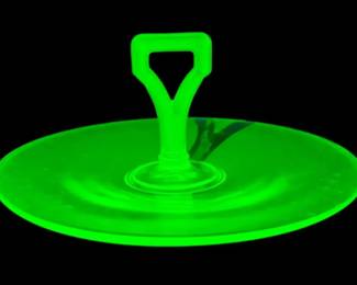 Uranium Glass Serving Tray W Handle