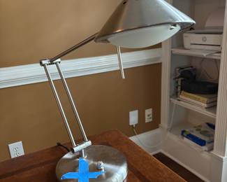 Vintage post modern brushed steel lamp